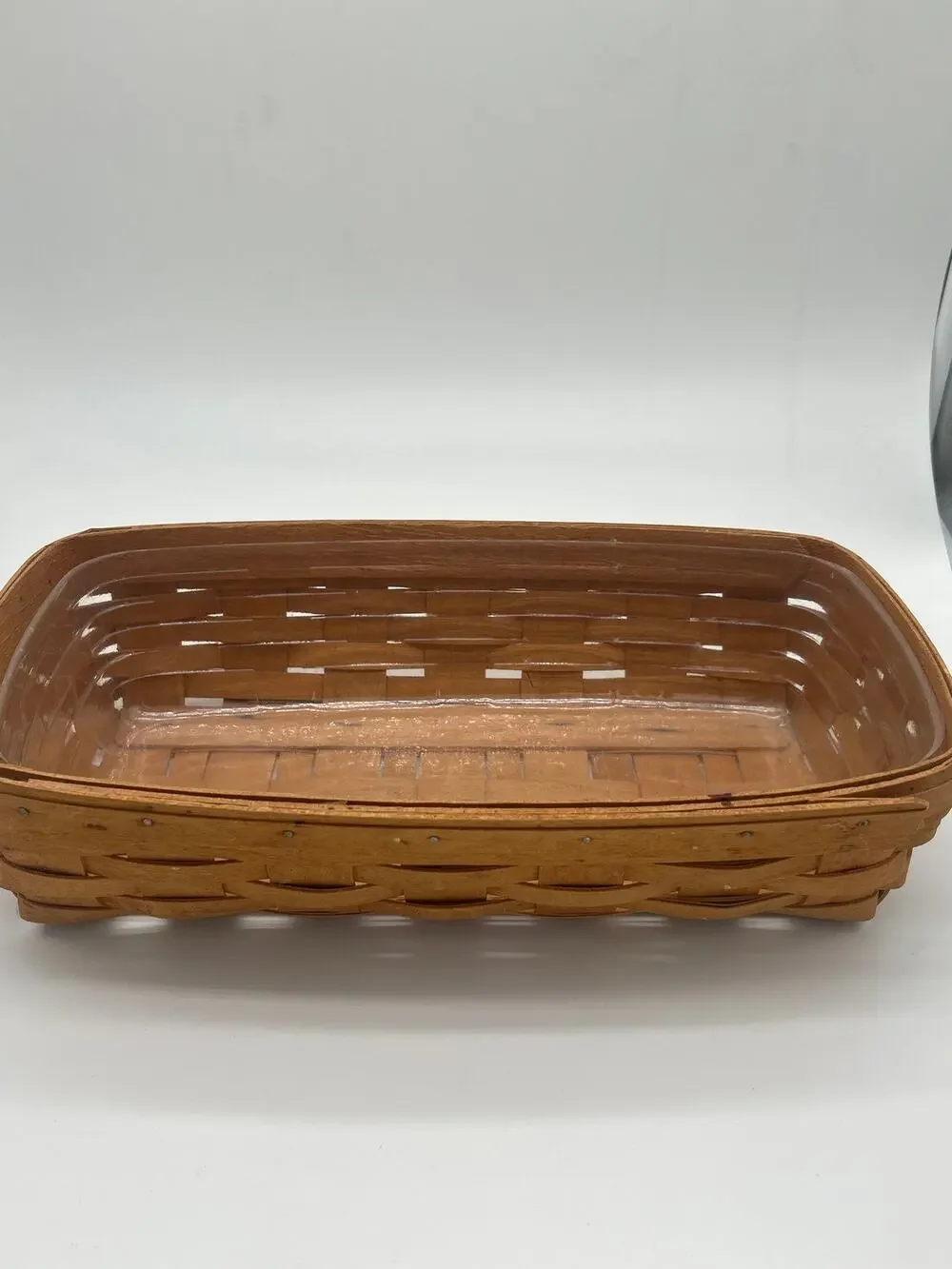 Longaberger 1995 Handwoven Bread Basket w/ Plastic Protector Liner ~ 13” USA